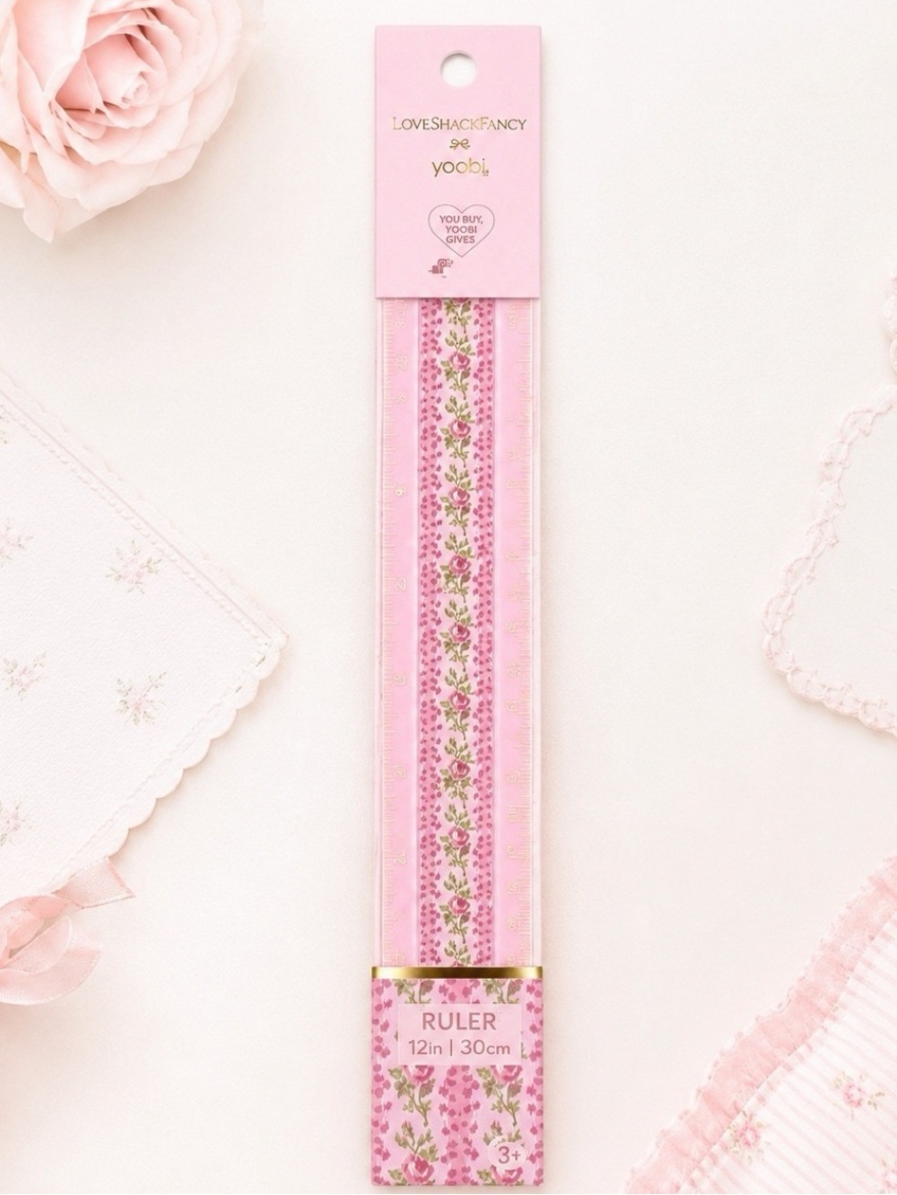 Loveshackfancy x Target yoobi ruler strawberry macaroon blooming heirloom